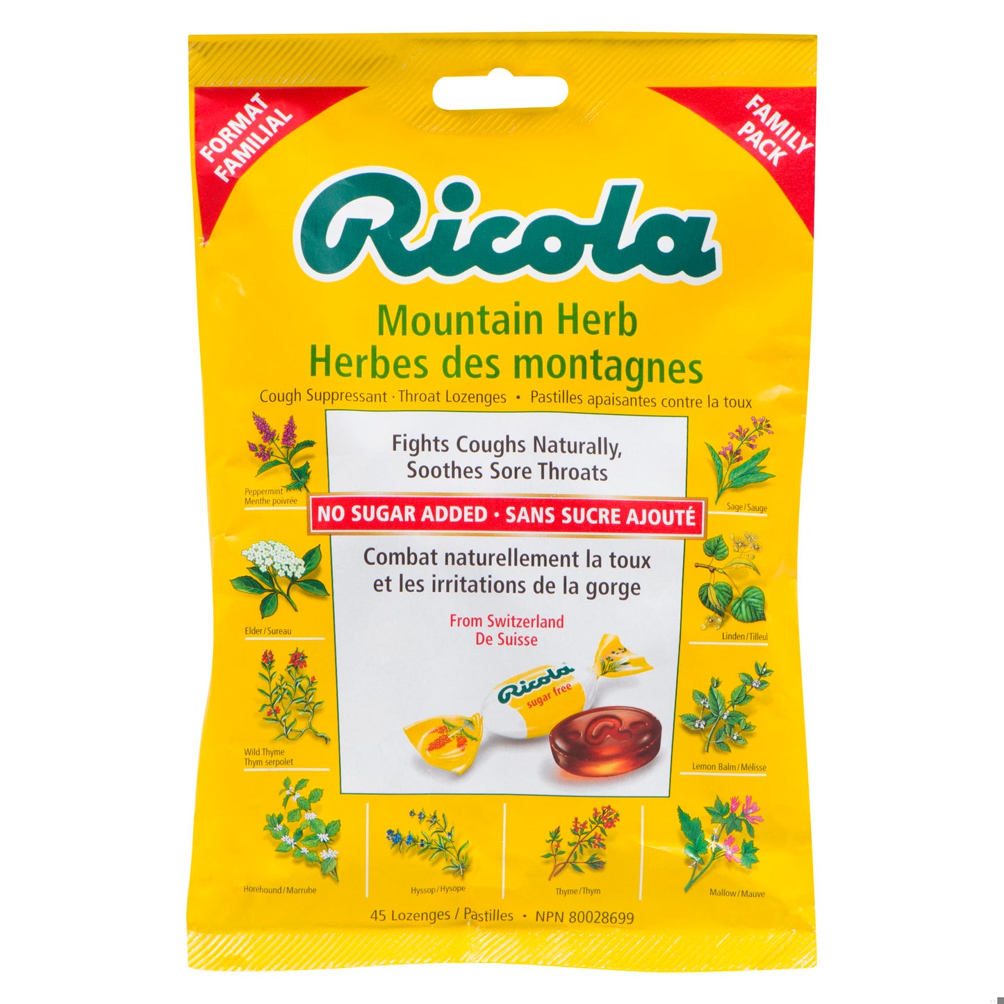 RICOLA LOZ FAMILY BAG ORIGINAL HERB NO SUGAR ADD45