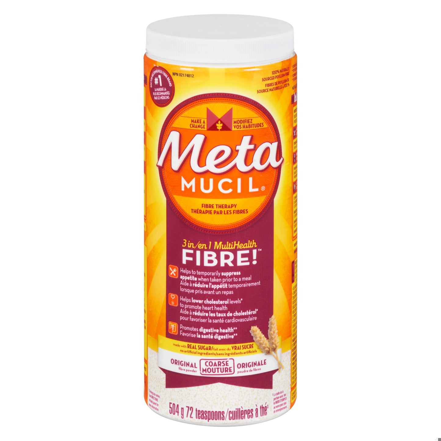 METAMUCIL ORIGINAL 72 DOSES UNFLAVOURD 504G