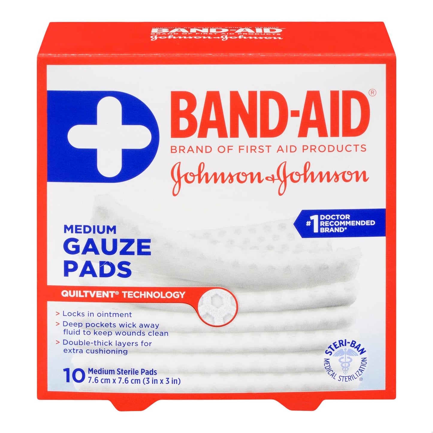 BAND AID GAUZE PADS MEDIUM 10