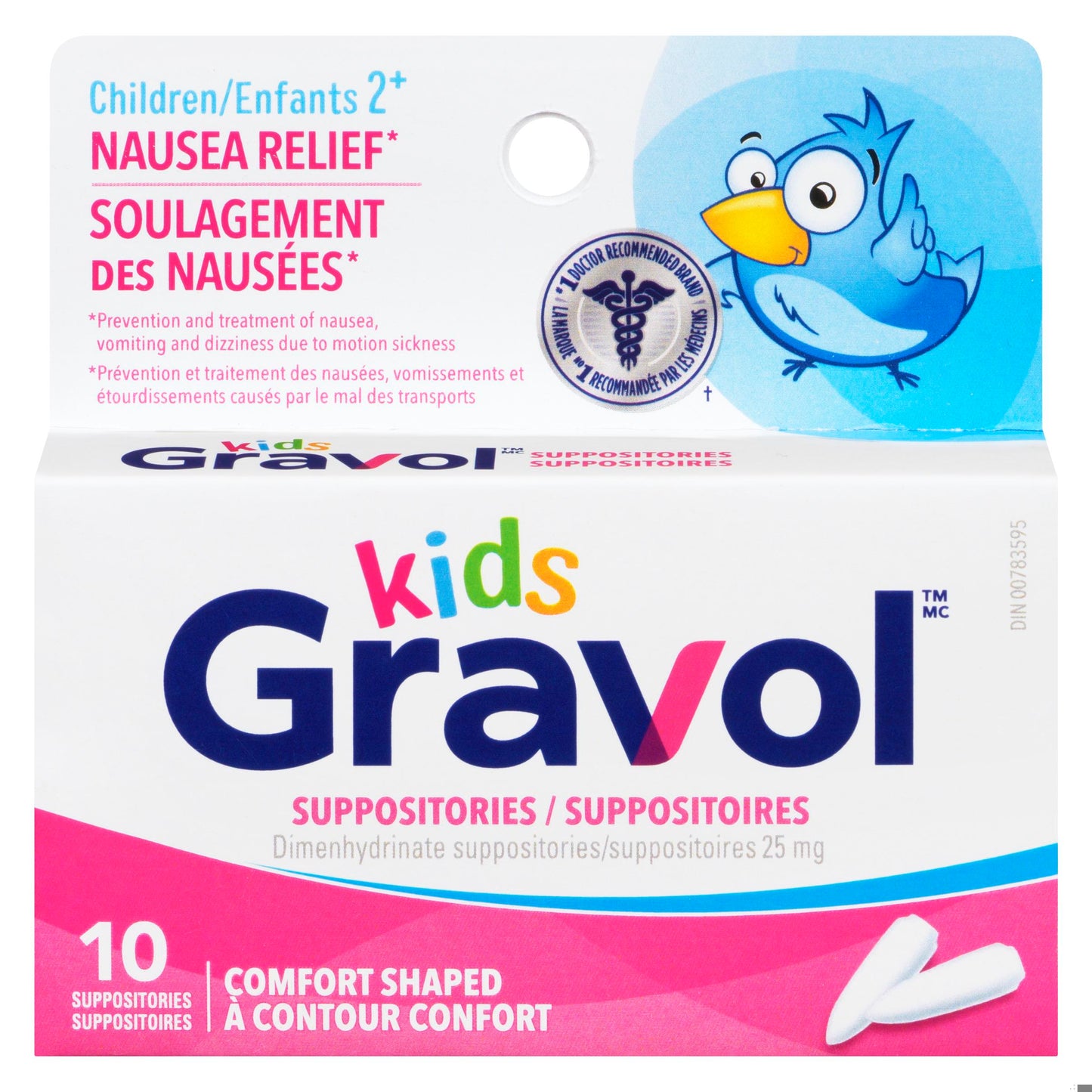 GRAVOL SUPP BABY 25MG 10