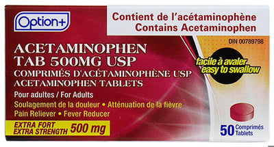 OPTION+ ACETAMINOPHEN EZ TB 500MG 50