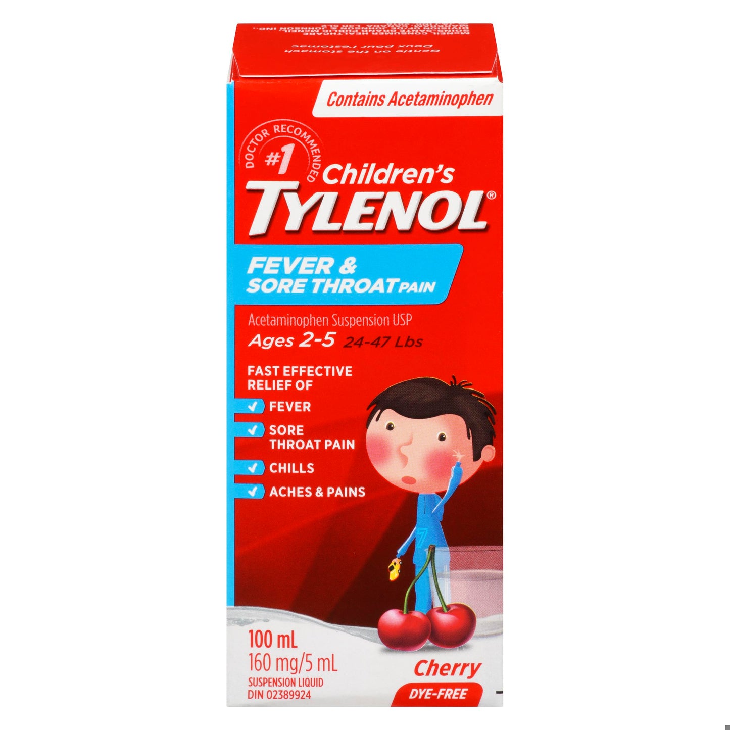 TYLENOL CHLD FEVER&THROAT COL FREE CHERRY 100ML
