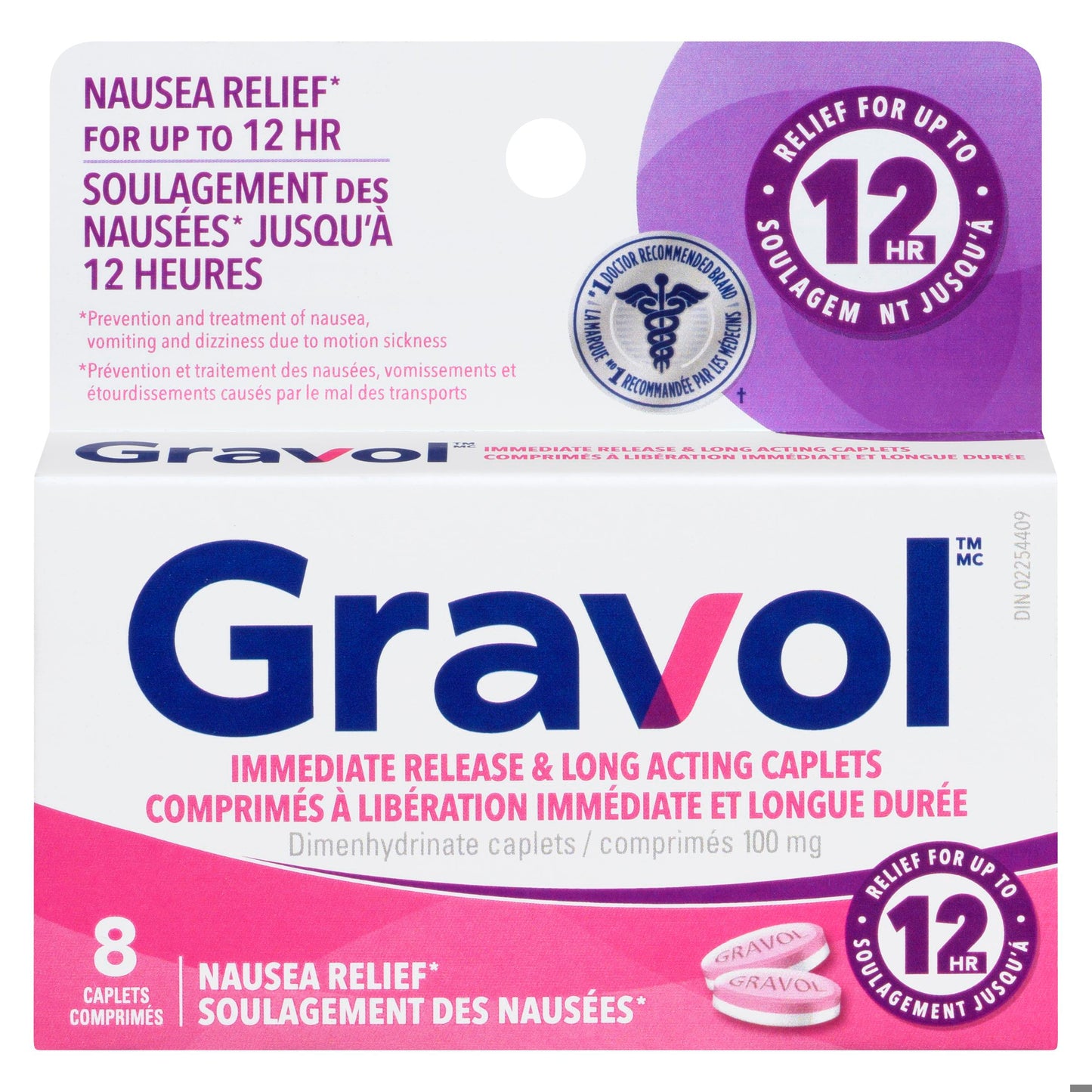 GRAVOL LONG ACTION DUAL RELIEF CPLT 100MG 8