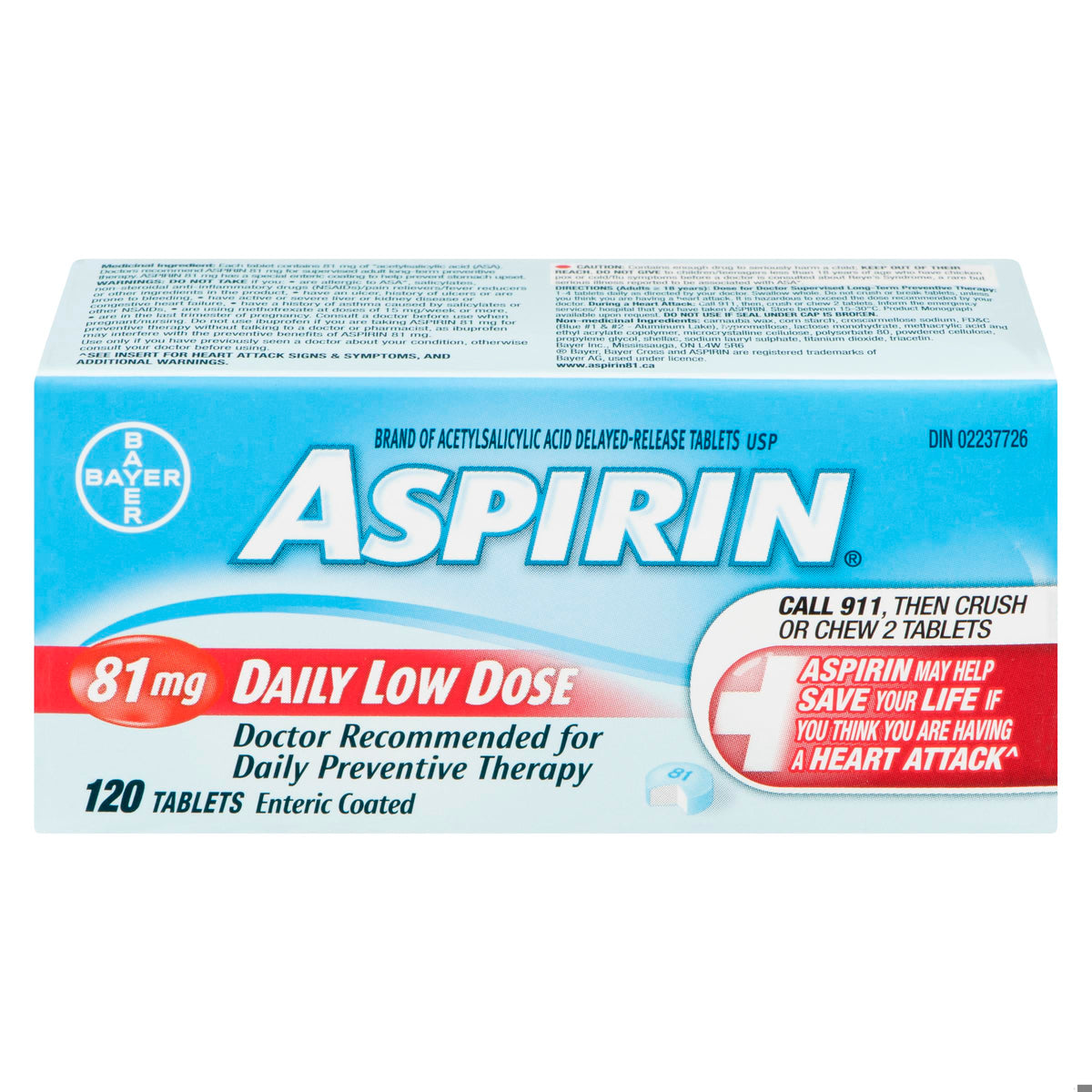 ASPIRIN COATED TB 81MG DLD 120